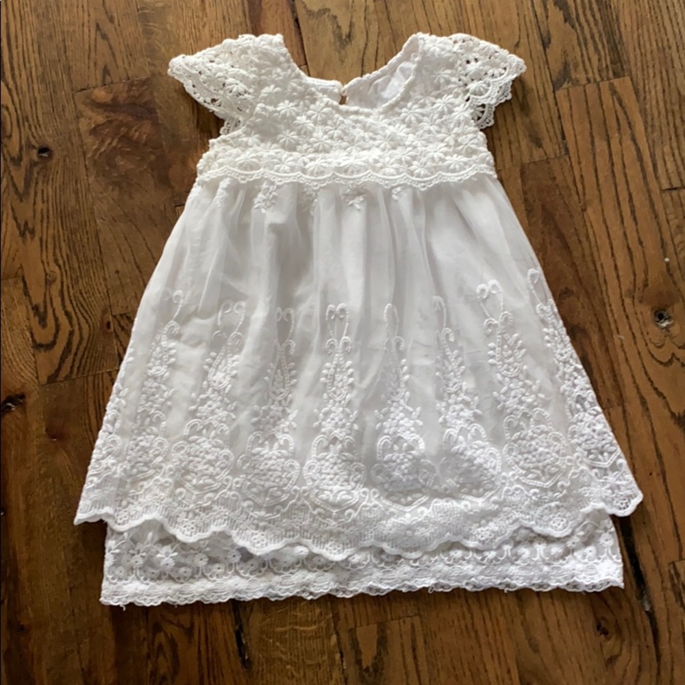 Pure white Chiffon and Lace Dress